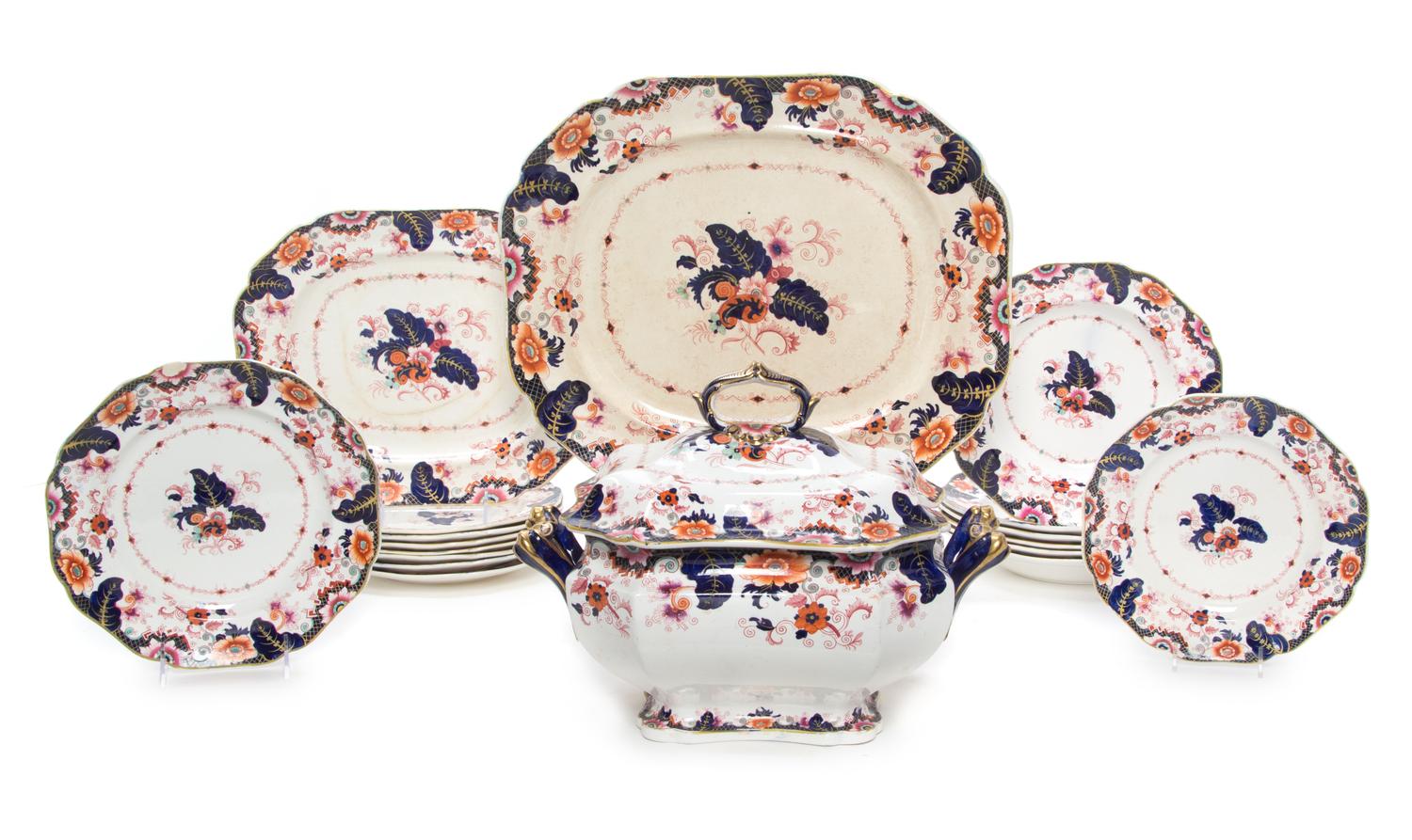An English Partial Dinner Service Length of longest tray 17 inches. — JOHN RIDGWAY & CO., MID 19TH CENTURY