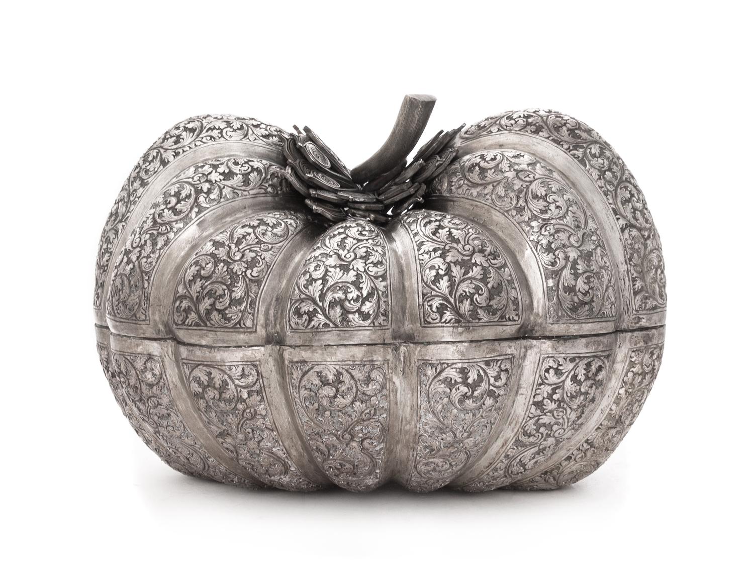 A Burmese Silver Plated Box Length 10 1/4 inches.