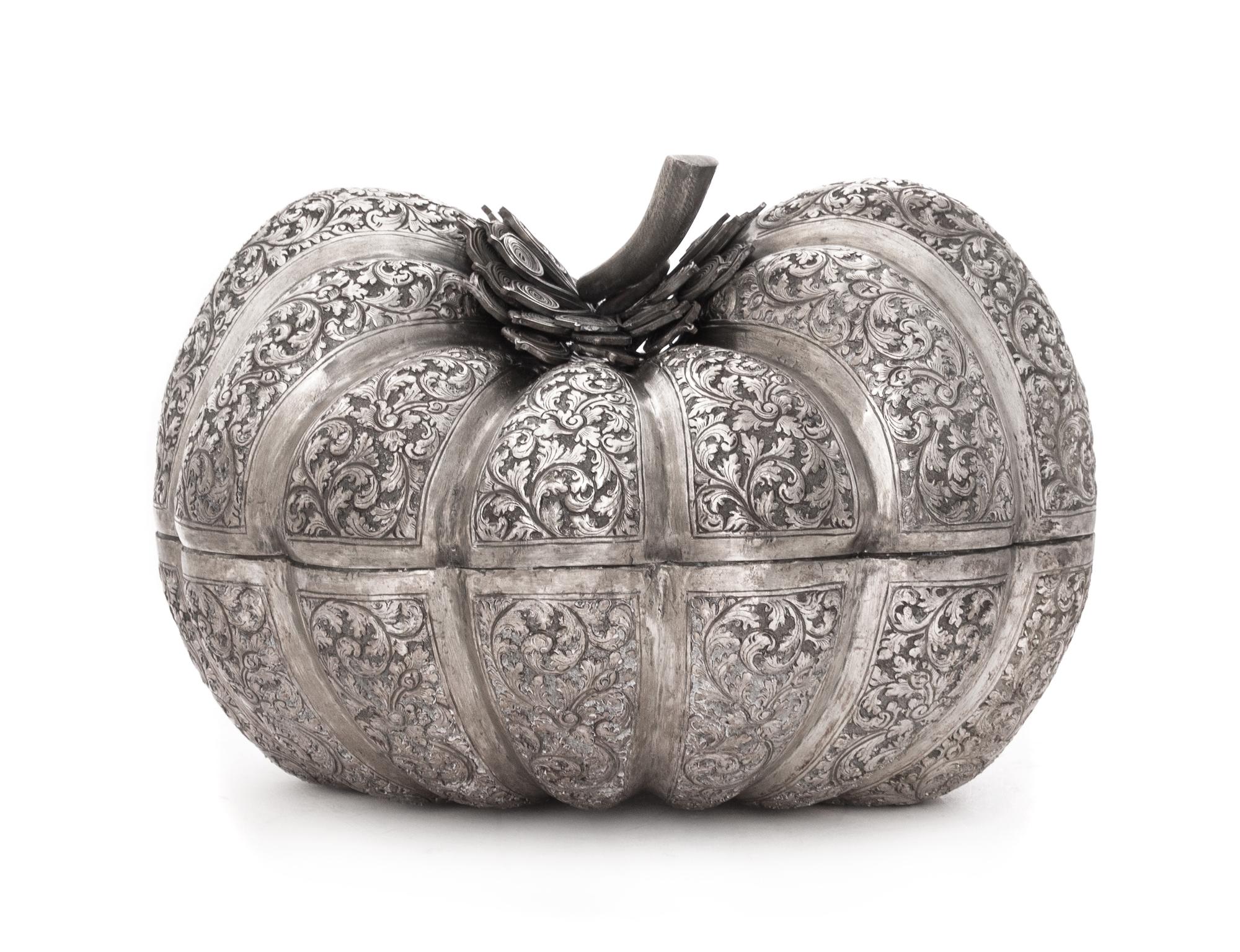 A Burmese Silver Plated Box Length 10 1/4 inches.
