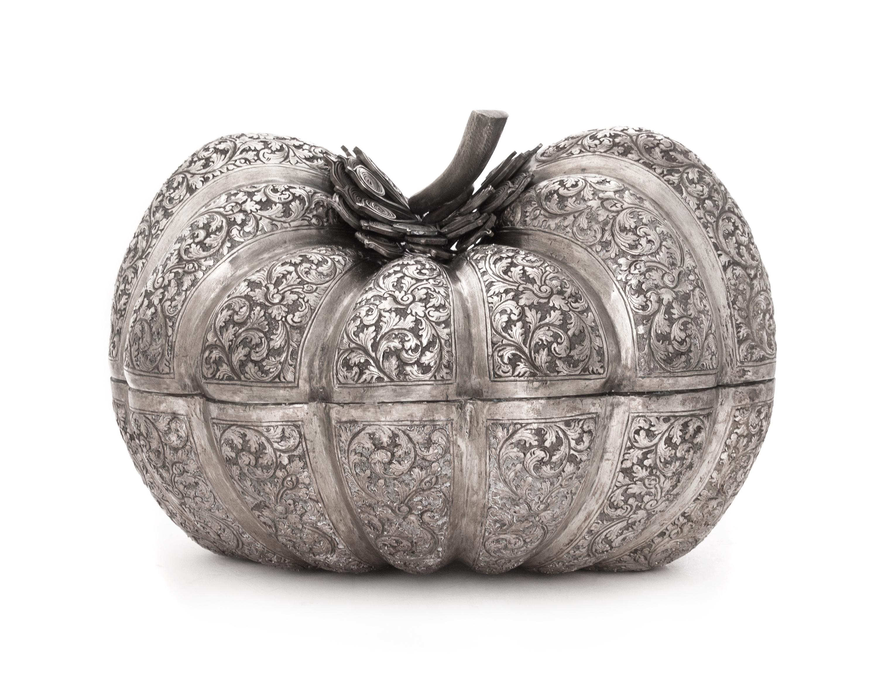 A Burmese Silver Plated Box Length 10 1/4 inches.