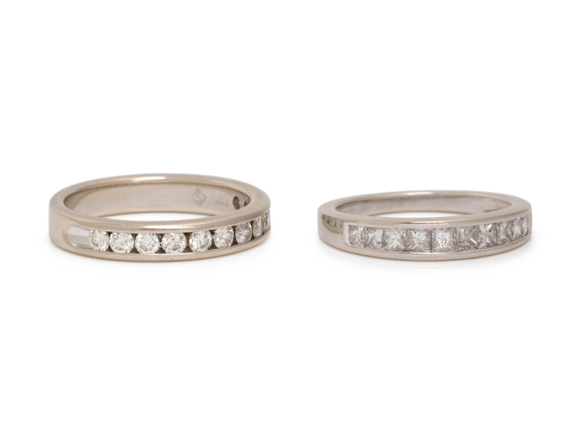 PAIR OF WHITE GOLD AND DIAMOND BANDS