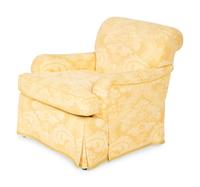 A Yellow-Cotton Upholstered Easy Chair