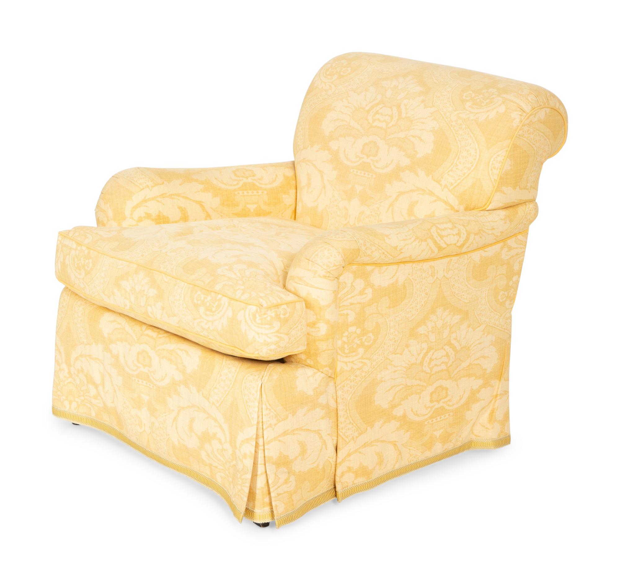 A Yellow-Cotton Upholstered Easy Chair