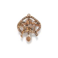 DIAMOND AND BAROQUE CULTURED PEARL PENDANT/BROOCH