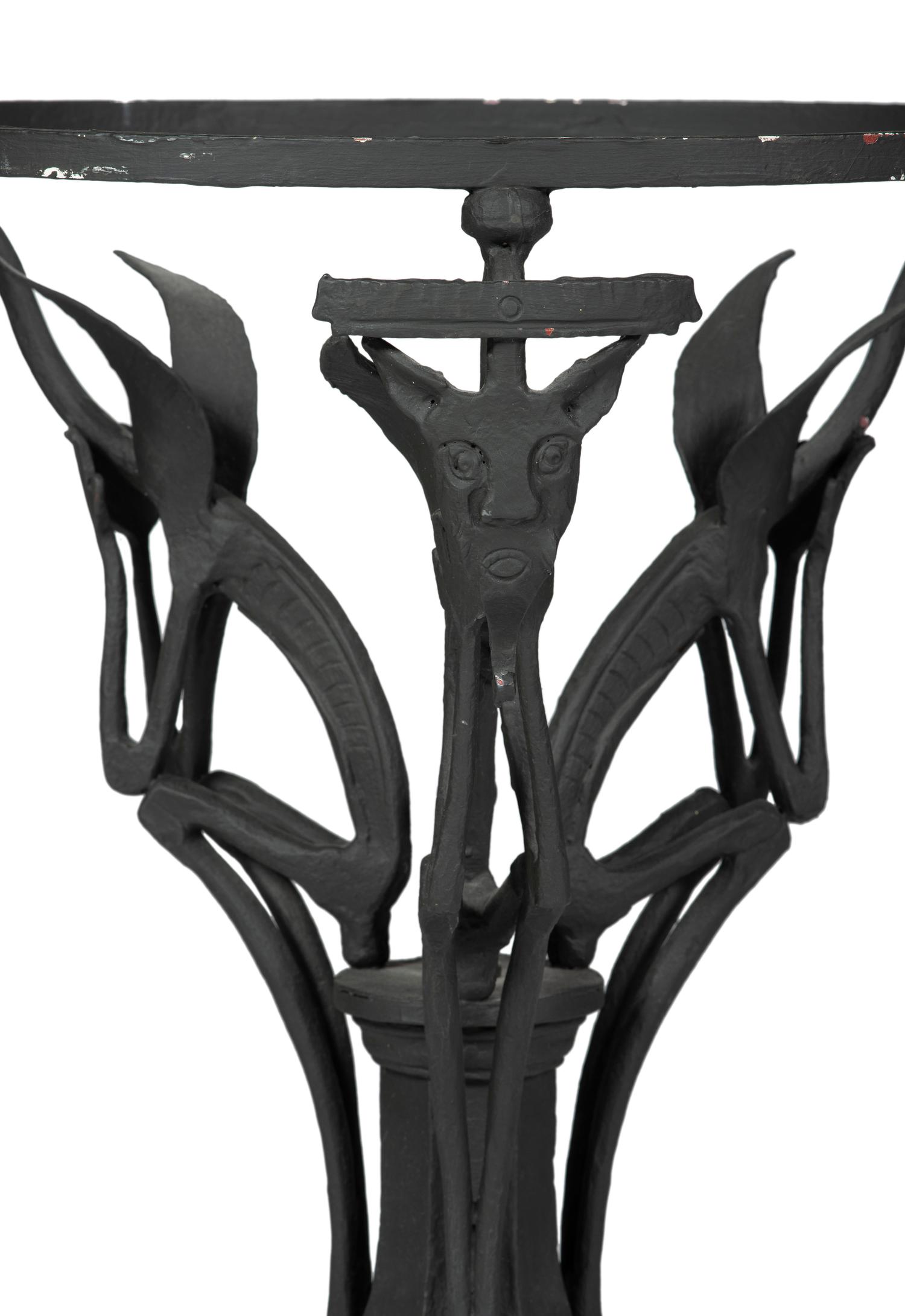 A Victorian Iron and Marble Top Table