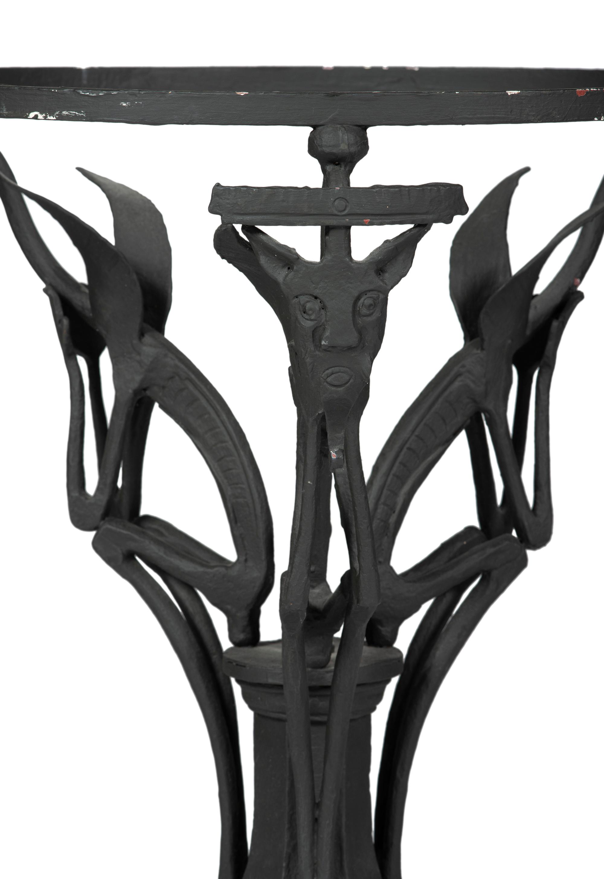 A Victorian Iron and Marble Top Table