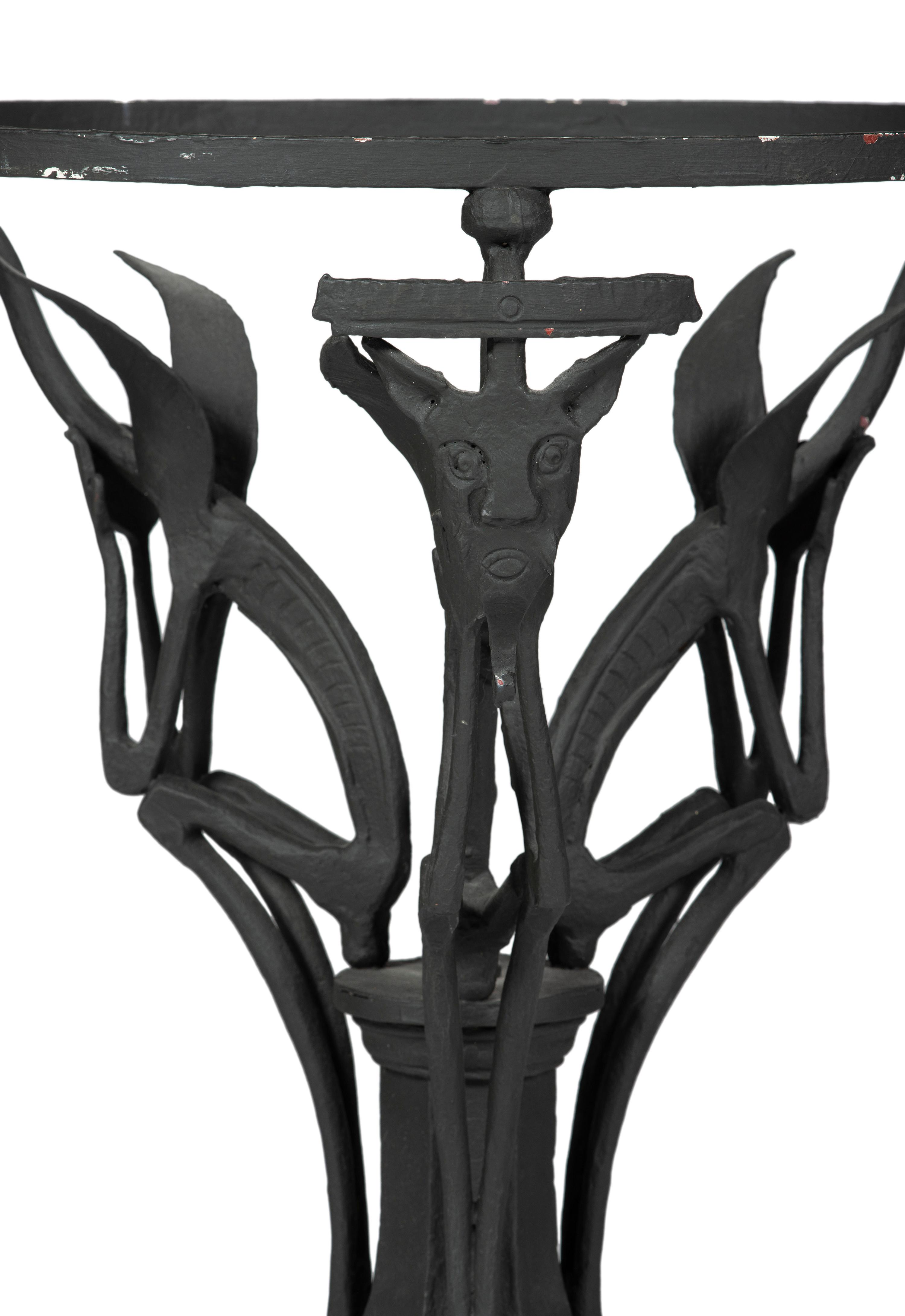 A Victorian Iron and Marble Top Table