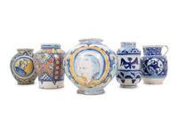 Five Continental Faience Articles