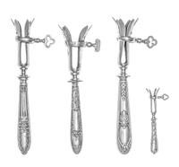 A Group of Four French Silver Bone Holders, various makers, the handles worked to show floral and ribbon swags, comprising three standa