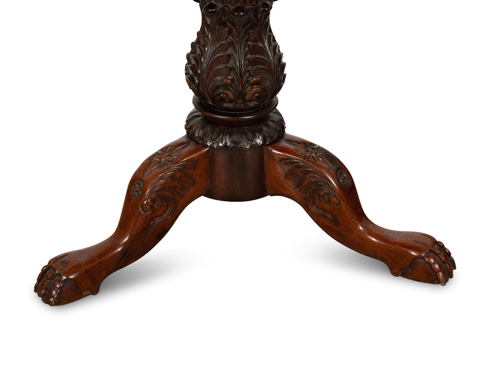 A Mahogany Center Table with Inset Marble Top