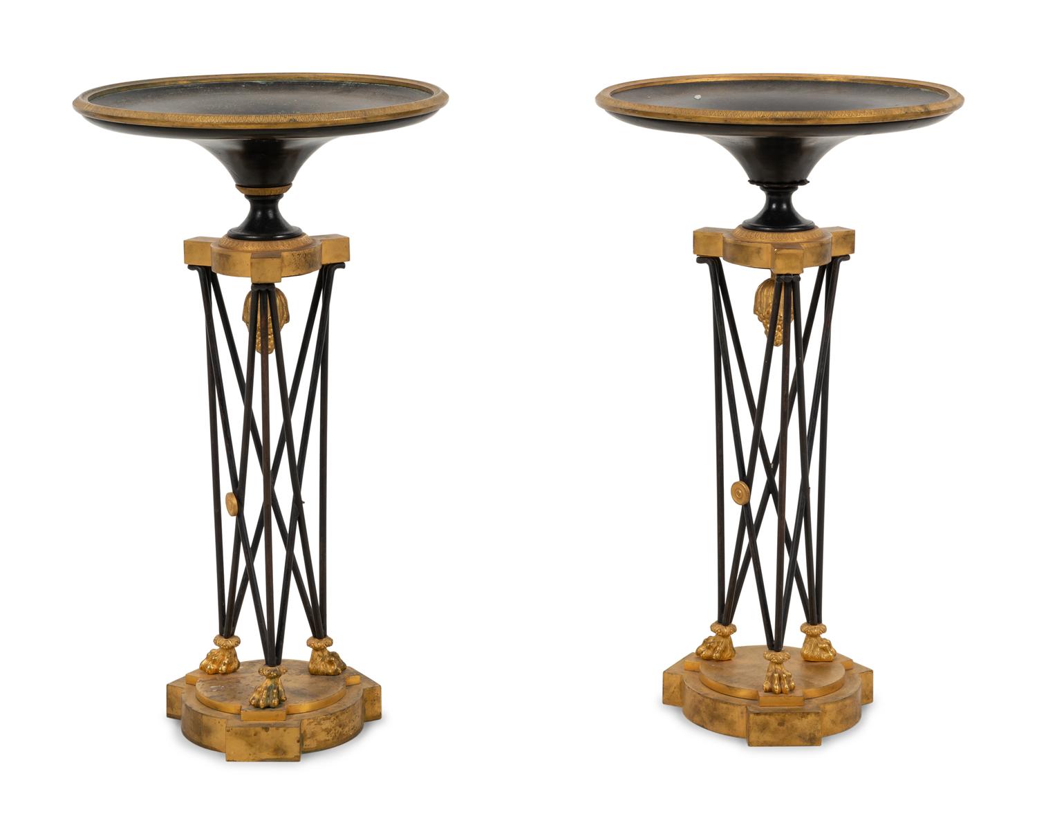A Pair of Grand Tour Gilt and Patinated Bronze Athéniennes