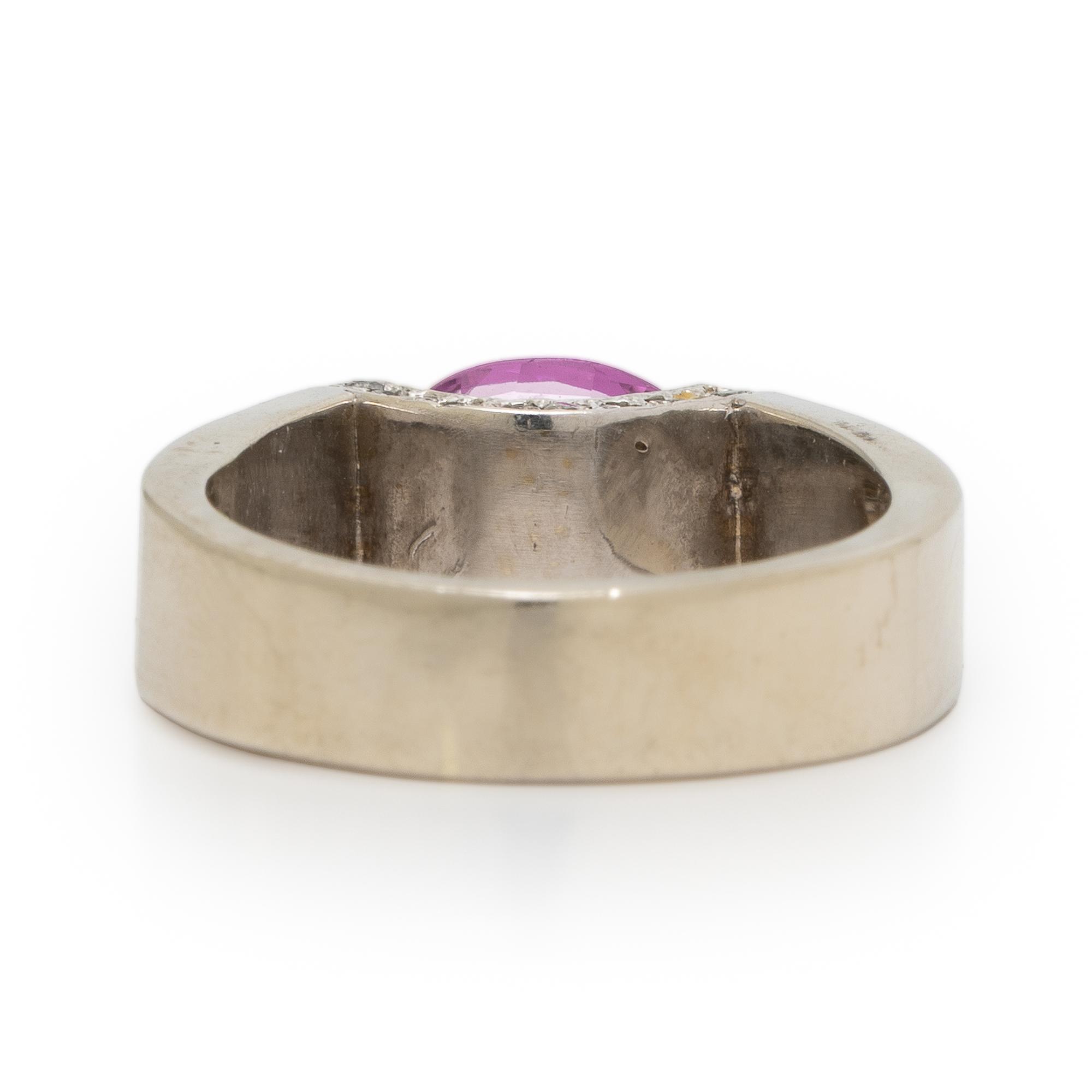 Pink Sapphire, Diamond, and White Gold Ring