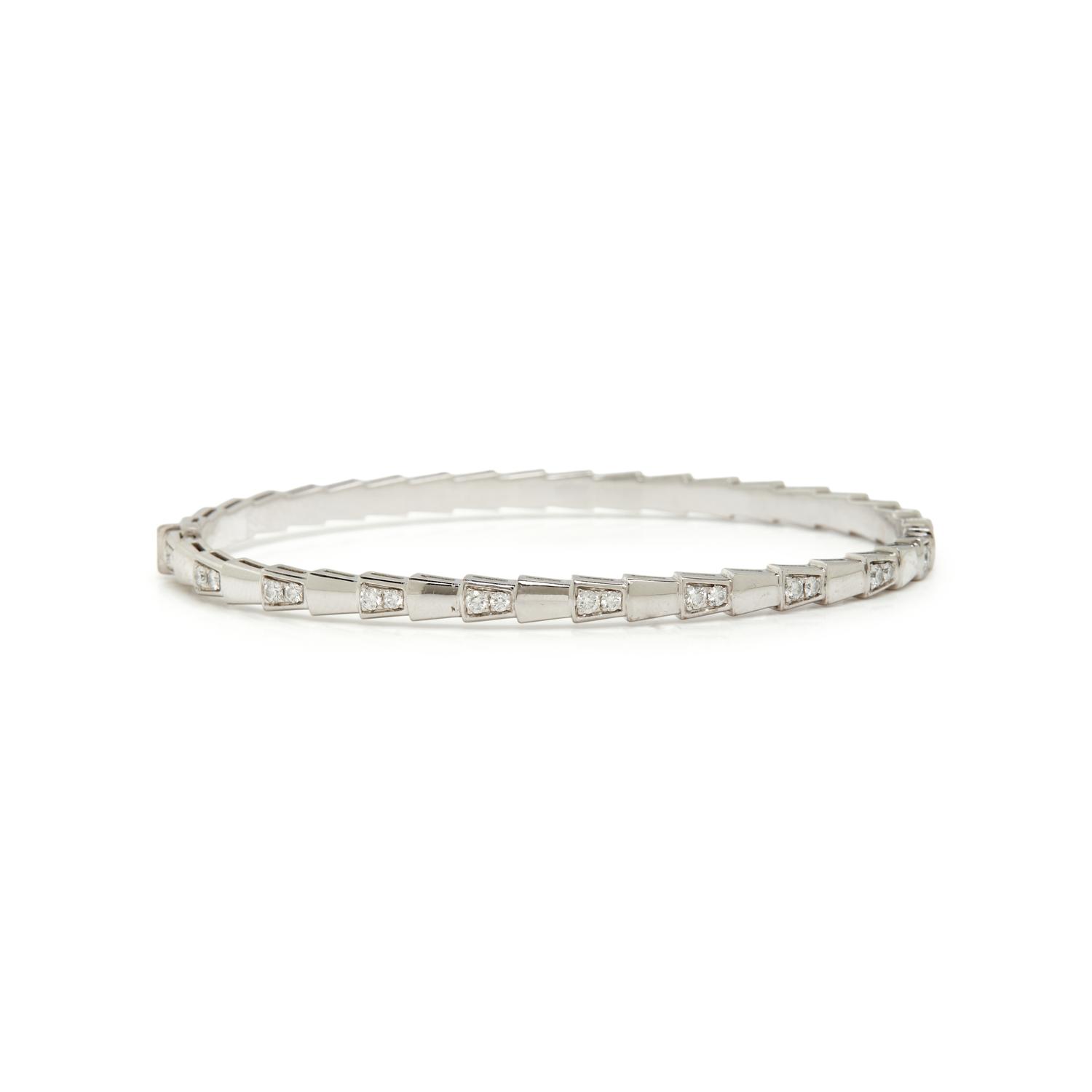 BULGARI, WHITE GOLD AND DIAMOND 'SERPENTI' BANGLE BRACELET