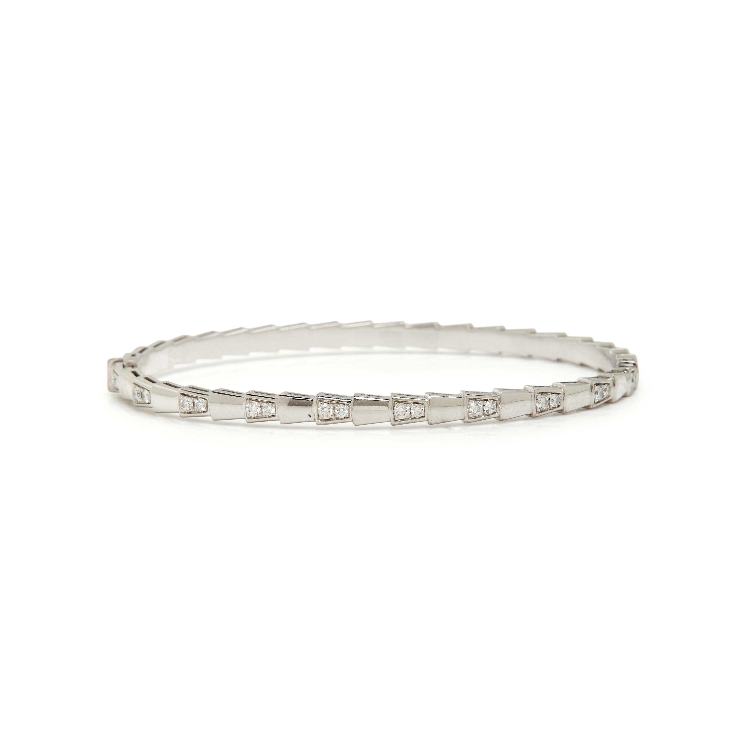 BULGARI, WHITE GOLD AND DIAMOND 'SERPENTI' BANGLE BRACELET