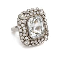 A Platinum, White Sapphire and Diamond Ring, 18.00 dwts.