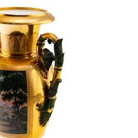 A Paris Porcelain Scenic and Floral-Painted Vase