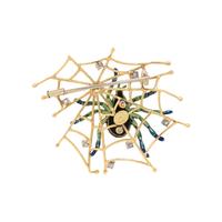 YELLOW GOLD, DIAMOND AND ENAMEL SPIDER BROOCH