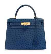 Hermès Navy Ostrich Kelly Bag, 1993