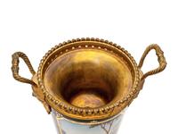 A Pair of Sèvres Style Gilt Bronze-Mounted Porcelain Urns