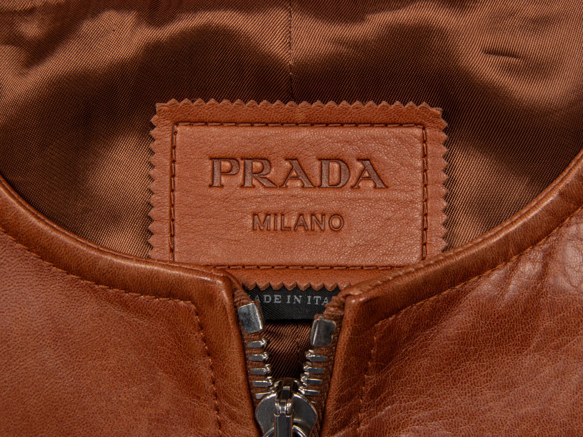 PRADA, FEATHER-TRIM LEATHER JACKET
