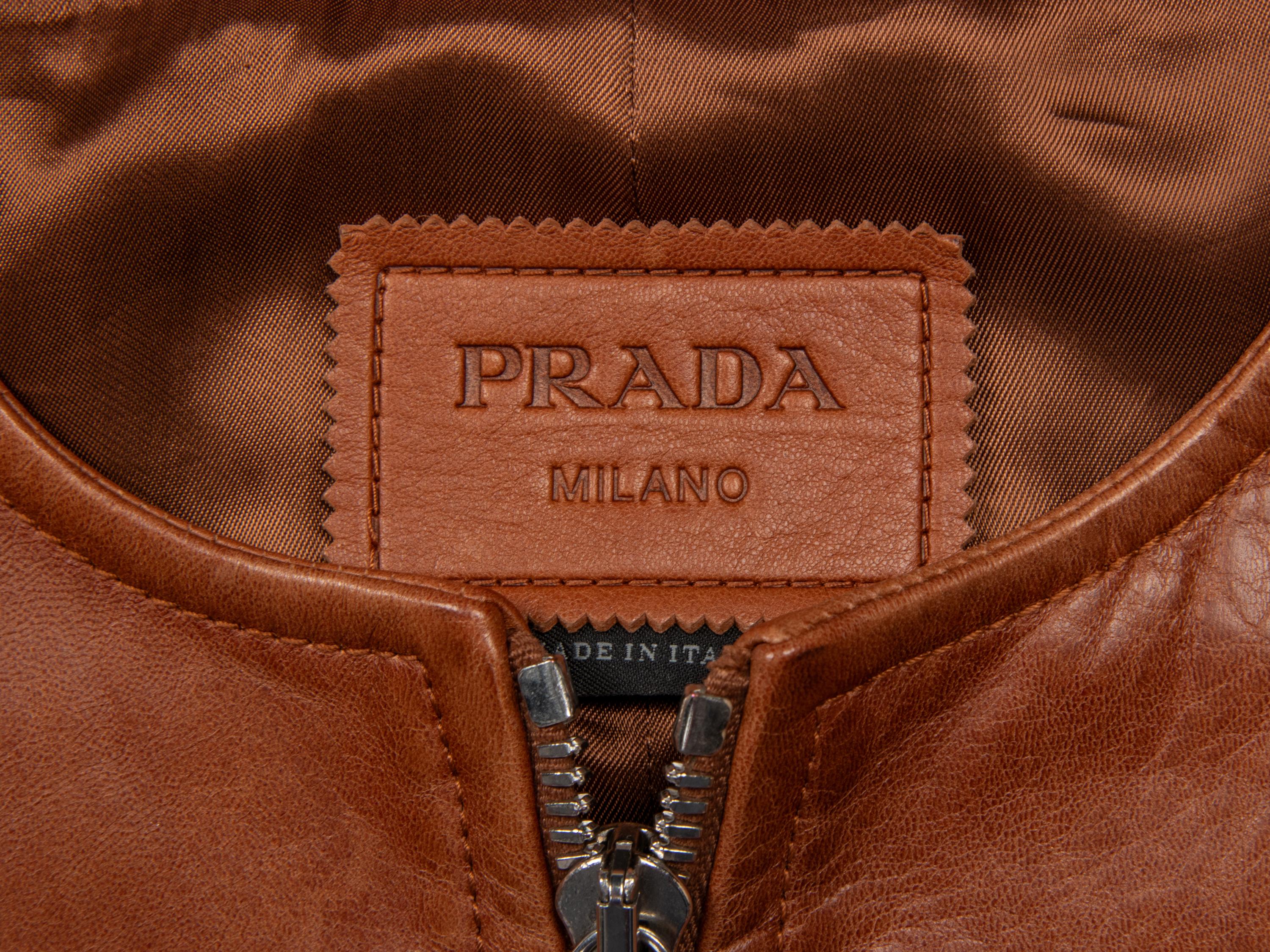 PRADA, FEATHER-TRIM LEATHER JACKET