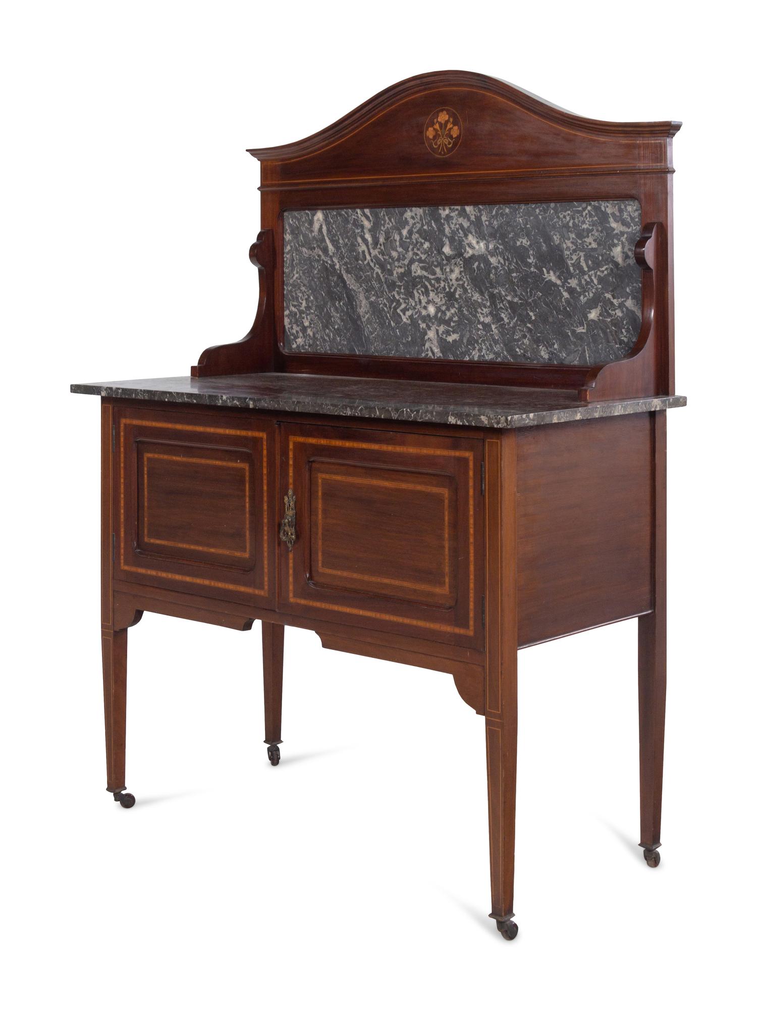 An Edwardian Mahogany Marble-Top Server or Washstand