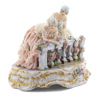A Luigi Fabris Porcelain Lace Figural Group