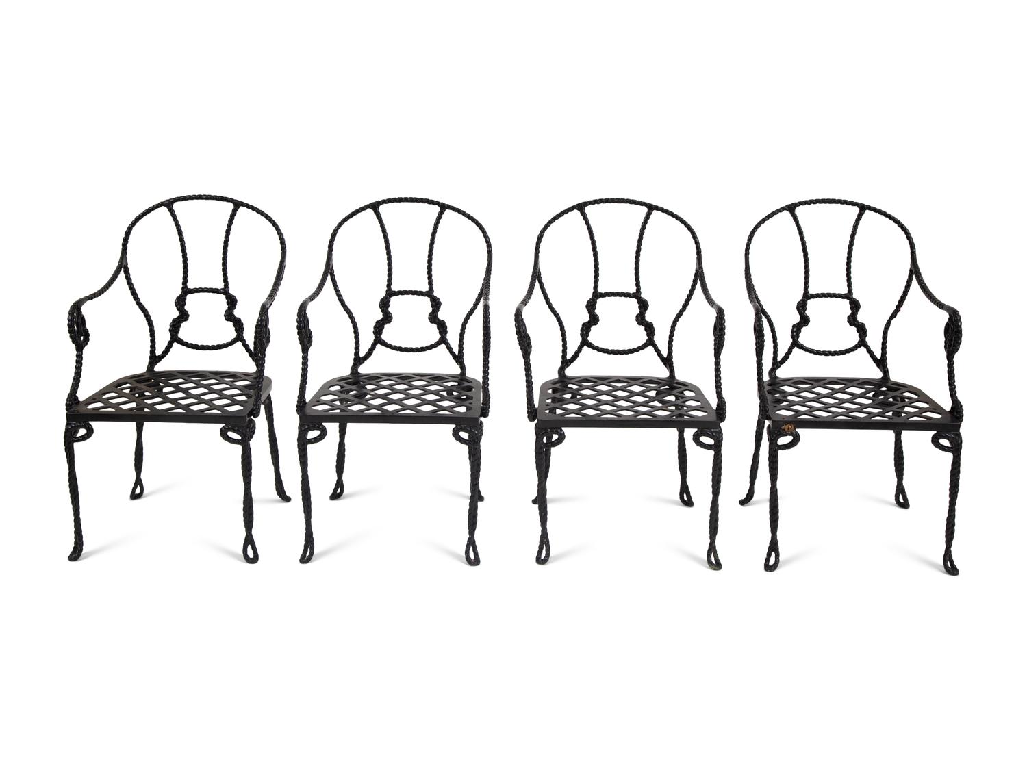 Four Miles Redd Style Painted Metal Bermuda Rope Chairs