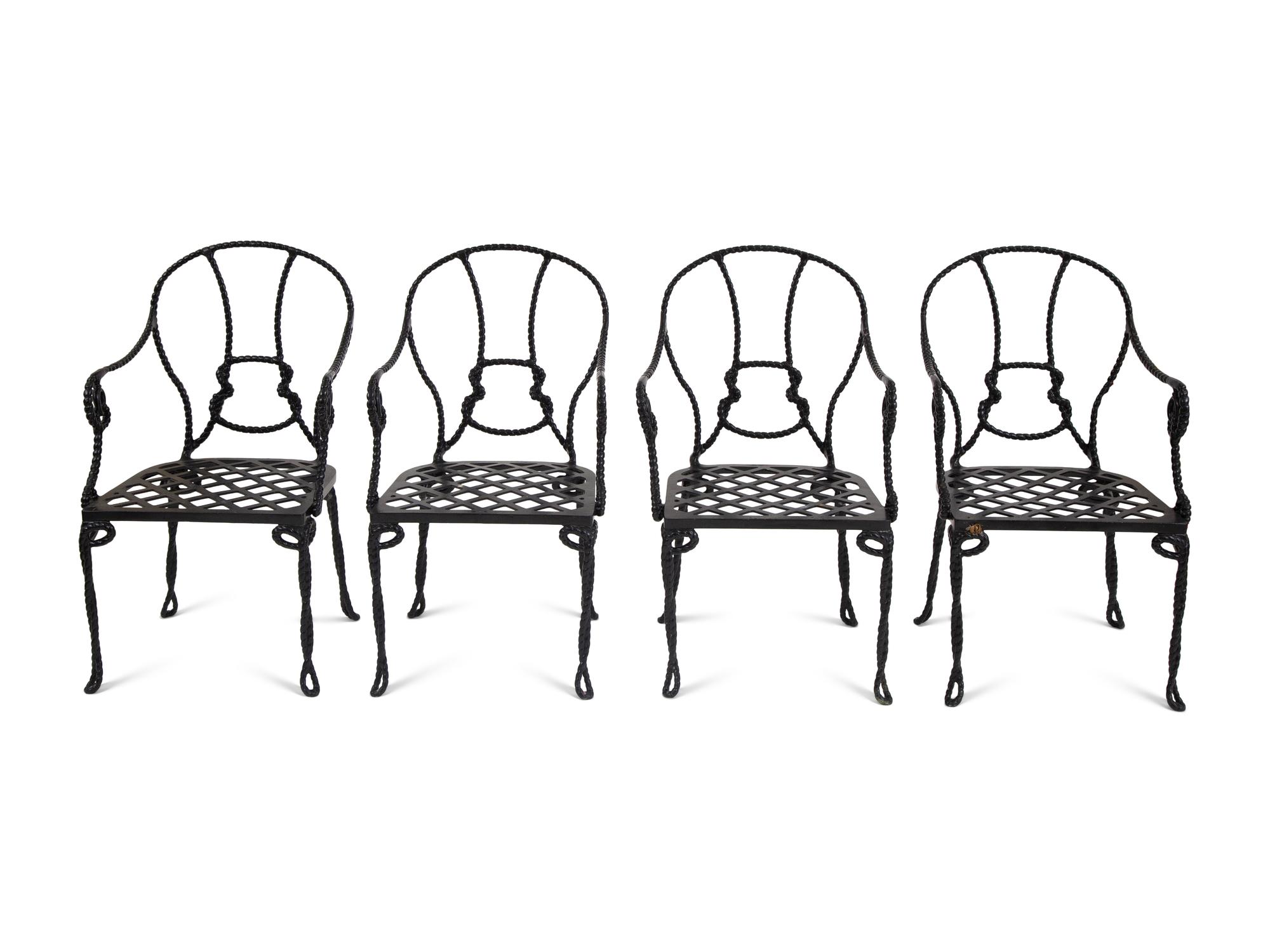 Four Miles Redd Style Painted Metal Bermuda Rope Chairs