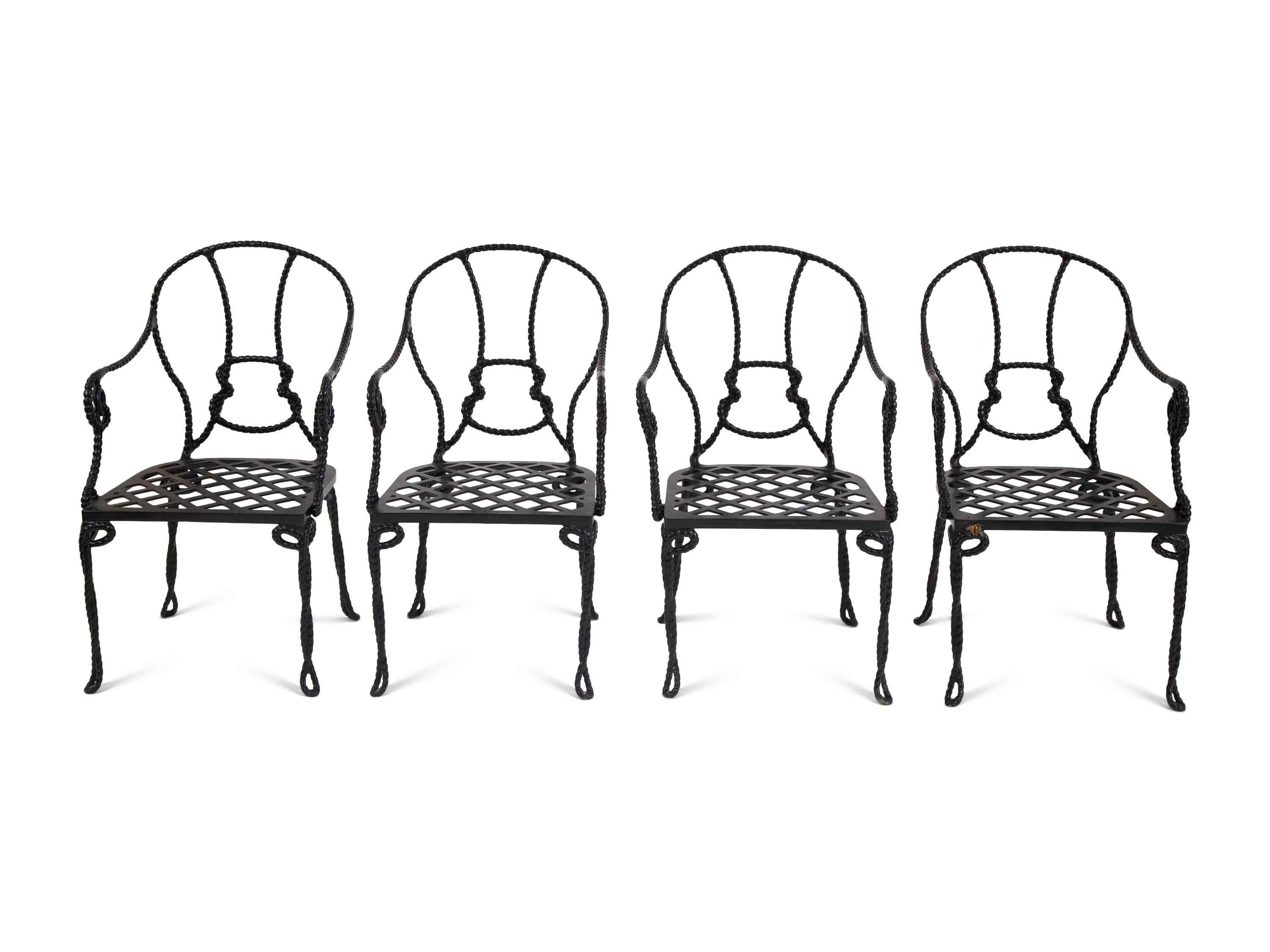 Four Miles Redd Style Painted Metal Bermuda Rope Chairs