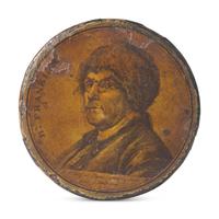 A Papier Mache Snuff Box Depicting Benjamin Franklin