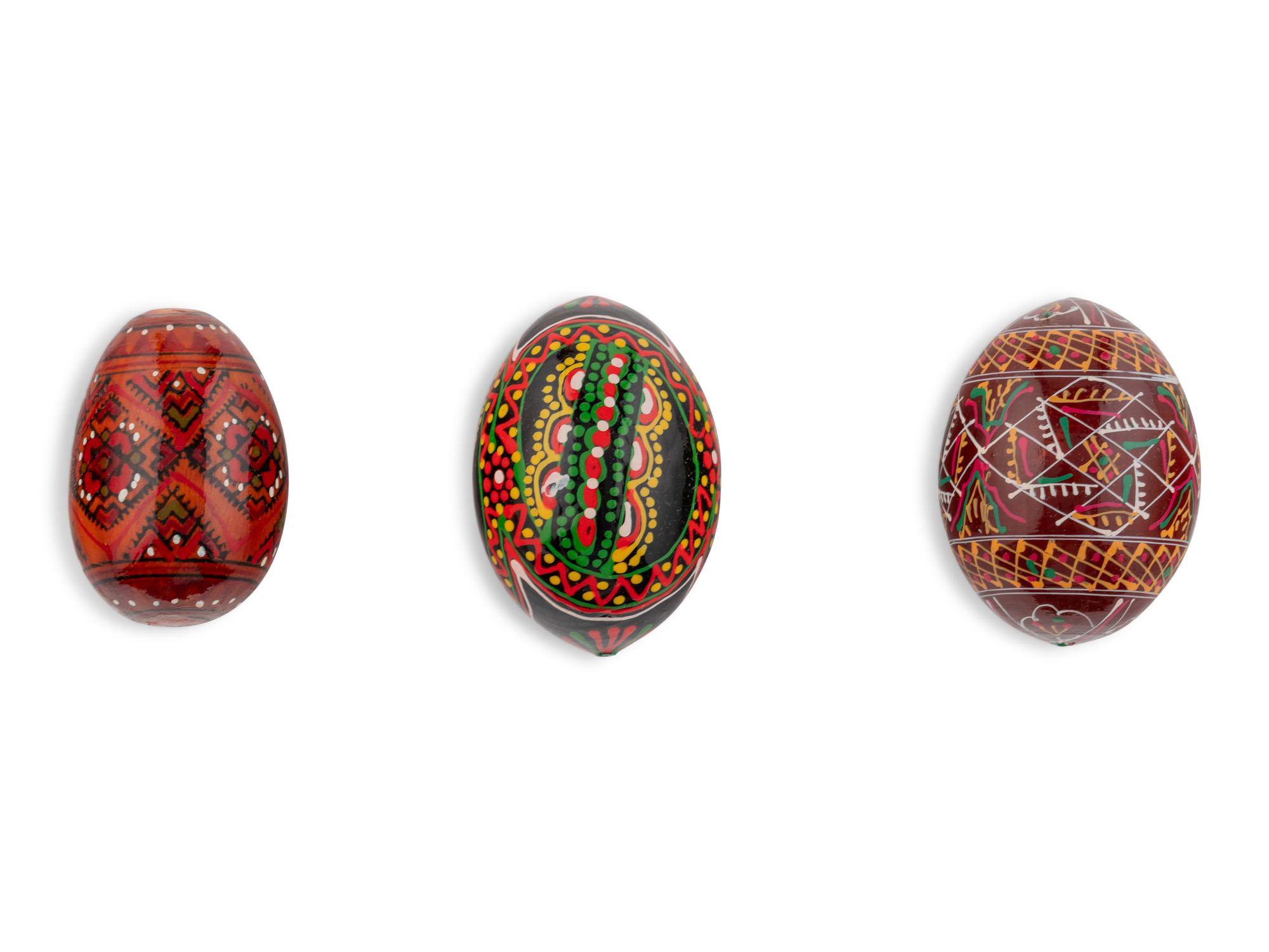 A Kashmiri Lacquer Box and Seven Lacquer Eggs