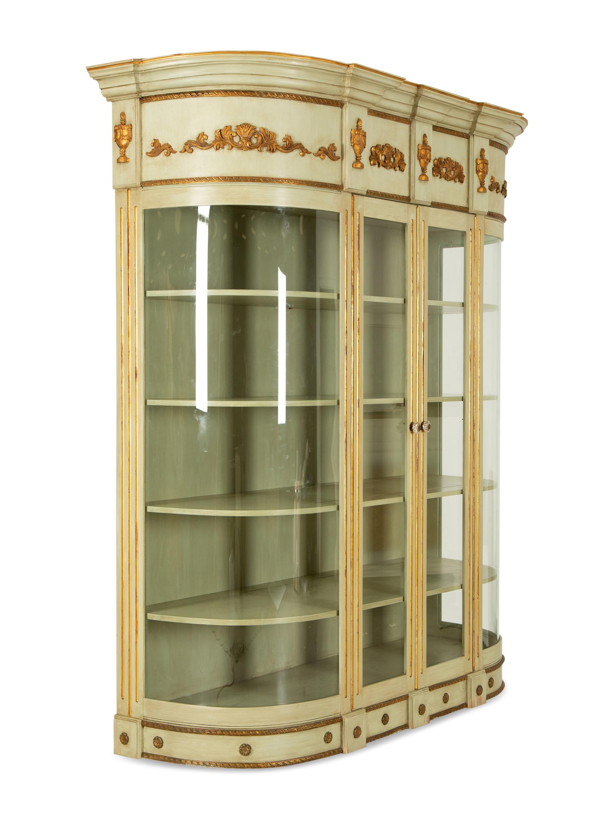 An Empire Style Painted and Parcel Gilt Vitrine Cabinet