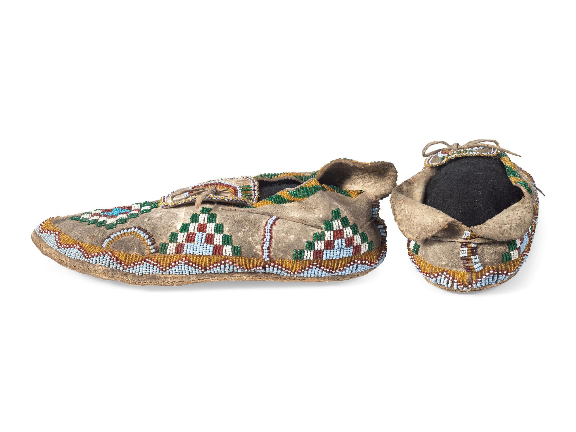 Apache Beaded Hide Moccasins