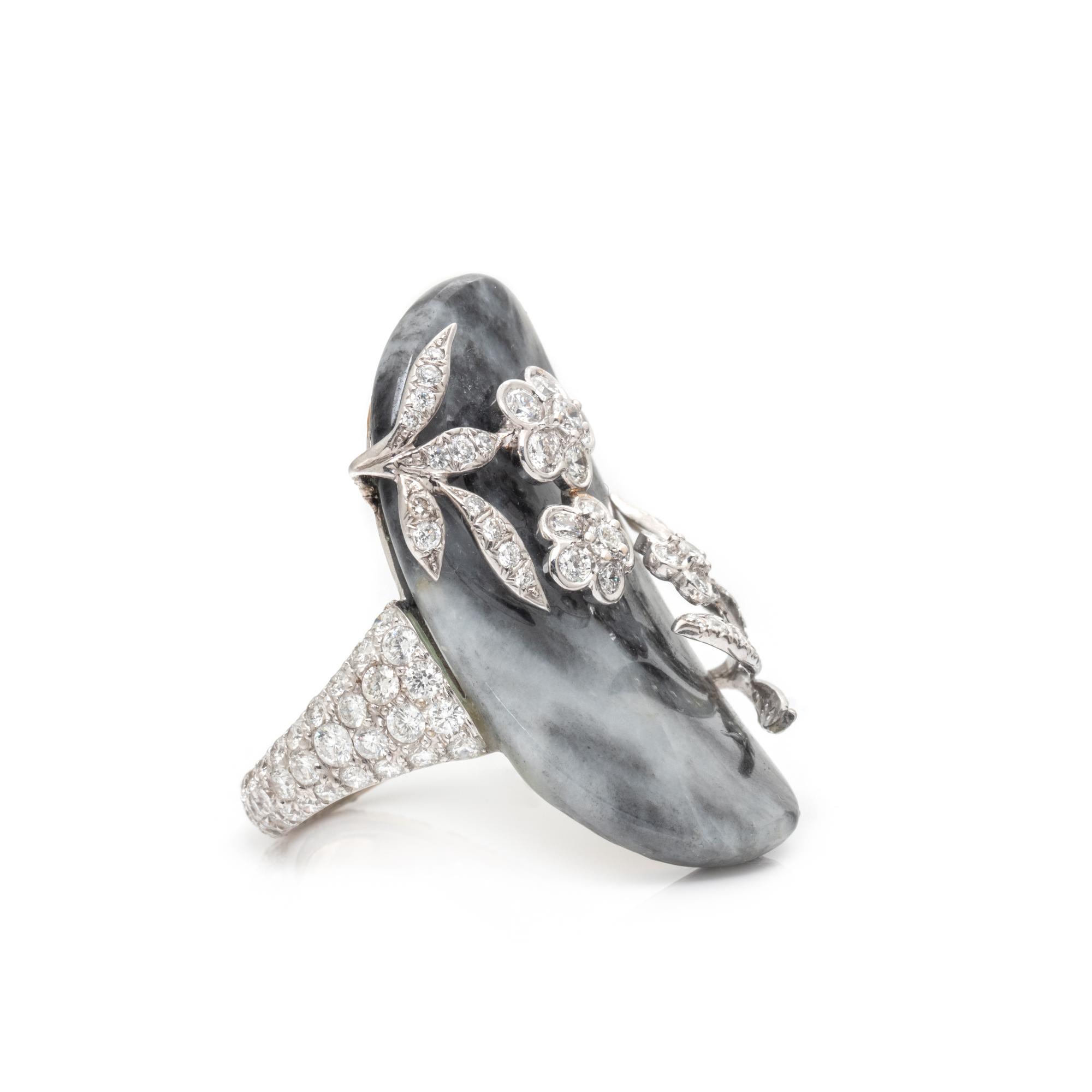 LAURA MUNDER, DIAMOND, BLACK AND WHITE JADE BRACELET AND RING