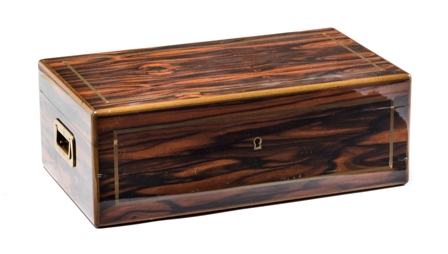 A Dunhill Brass Bound Rosewood Humidor Height 5 1/2 x width 15 3/4 x depth 9 inches. — 20TH CENTURY