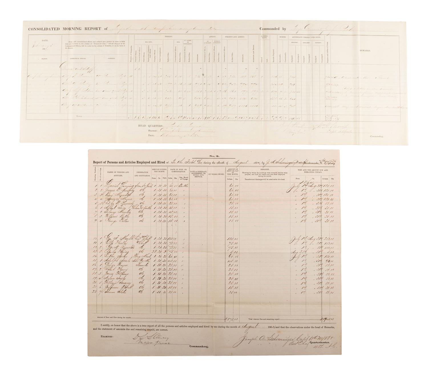 [CIVIL WAR]. A group of 3 war-date documents and letters issued or signed by Union Generals Winfield Scott, William H. Morris, and David L. Stanley.