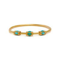 VICTORIAN, PAIR OF YELLOW GOLD AND TURQUOISE BANGLE BRACELETS