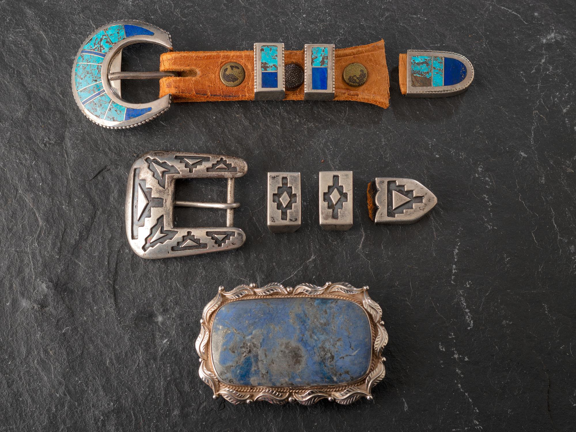 Navajo and Southwestern-style Belt Buckle and Ranger Sets