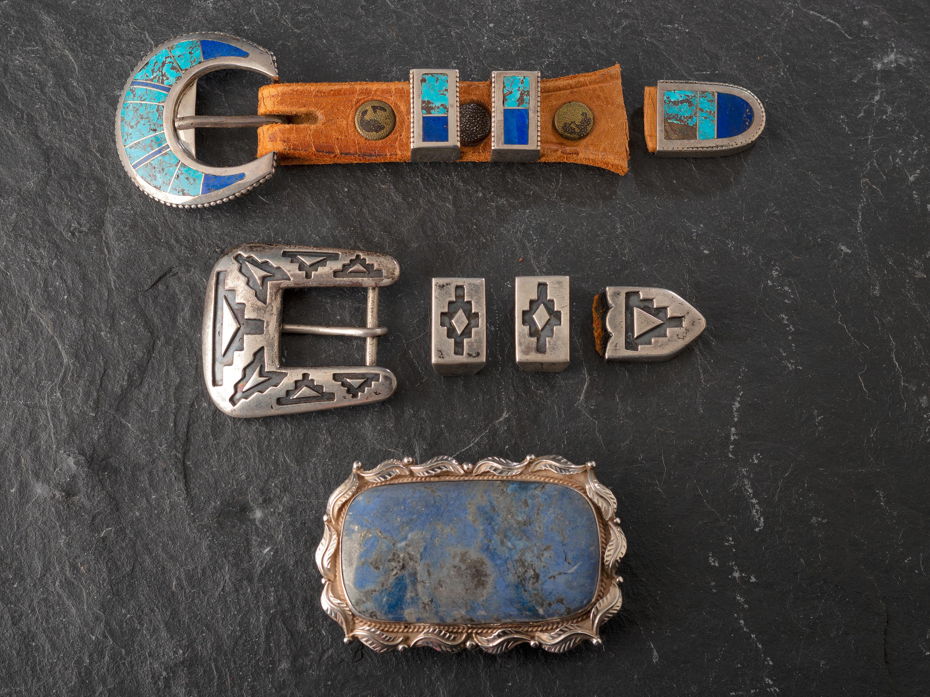 Navajo and Southwestern-style Belt Buckle and Ranger Sets