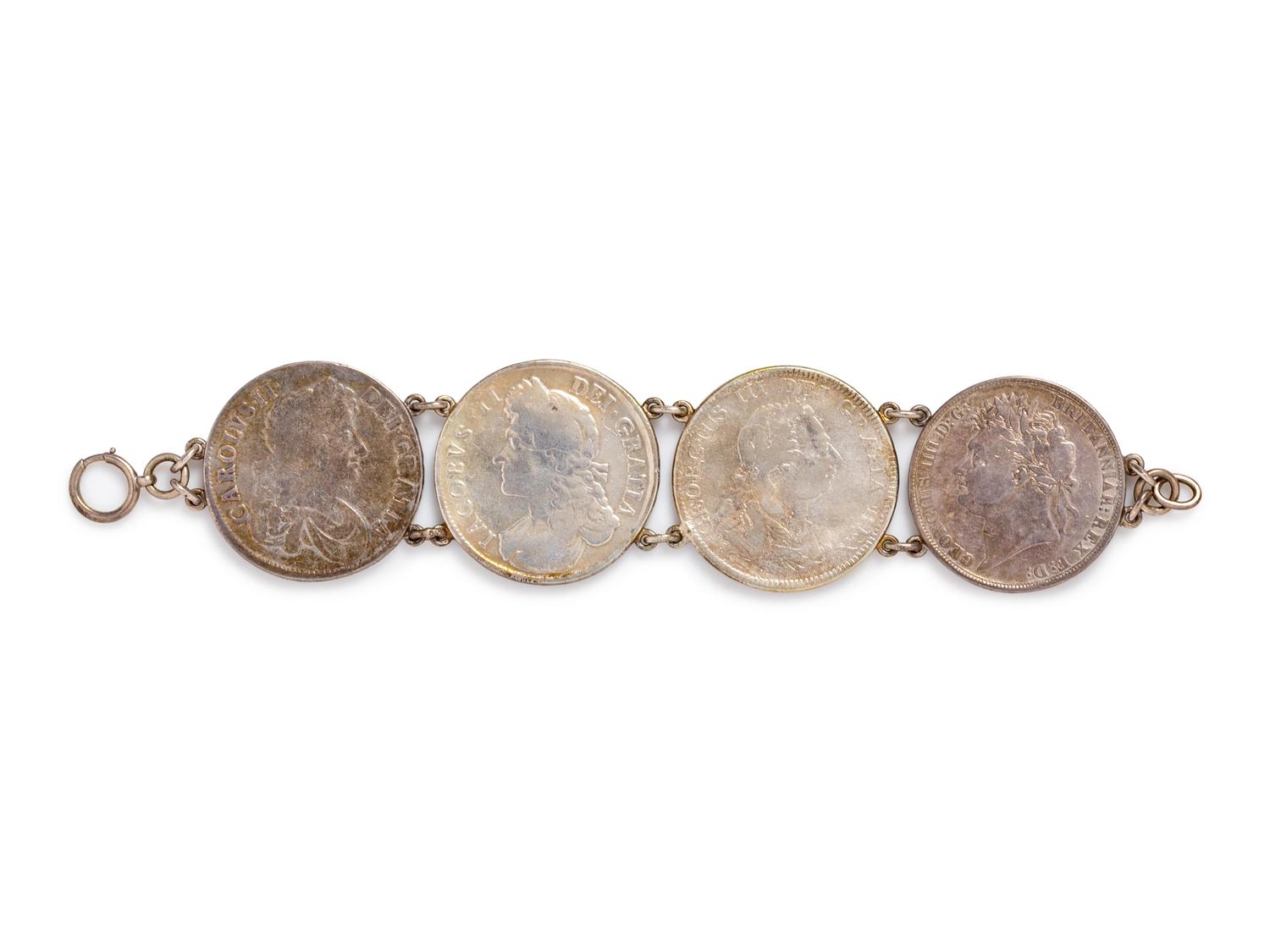 An Antique Silver Coin Bracelet,