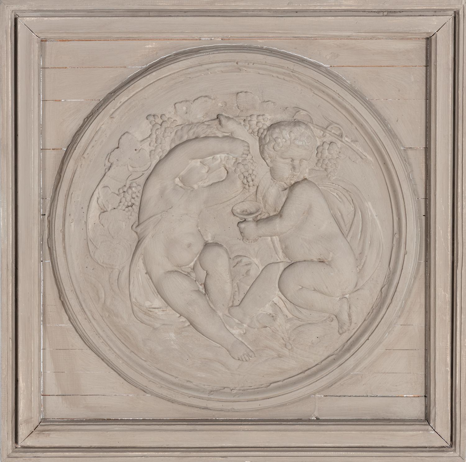 A Set of Four Neoclassical Style Gray-Painted Wood Roundels