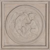 A Set of Four Neoclassical Style Gray-Painted Wood Roundels