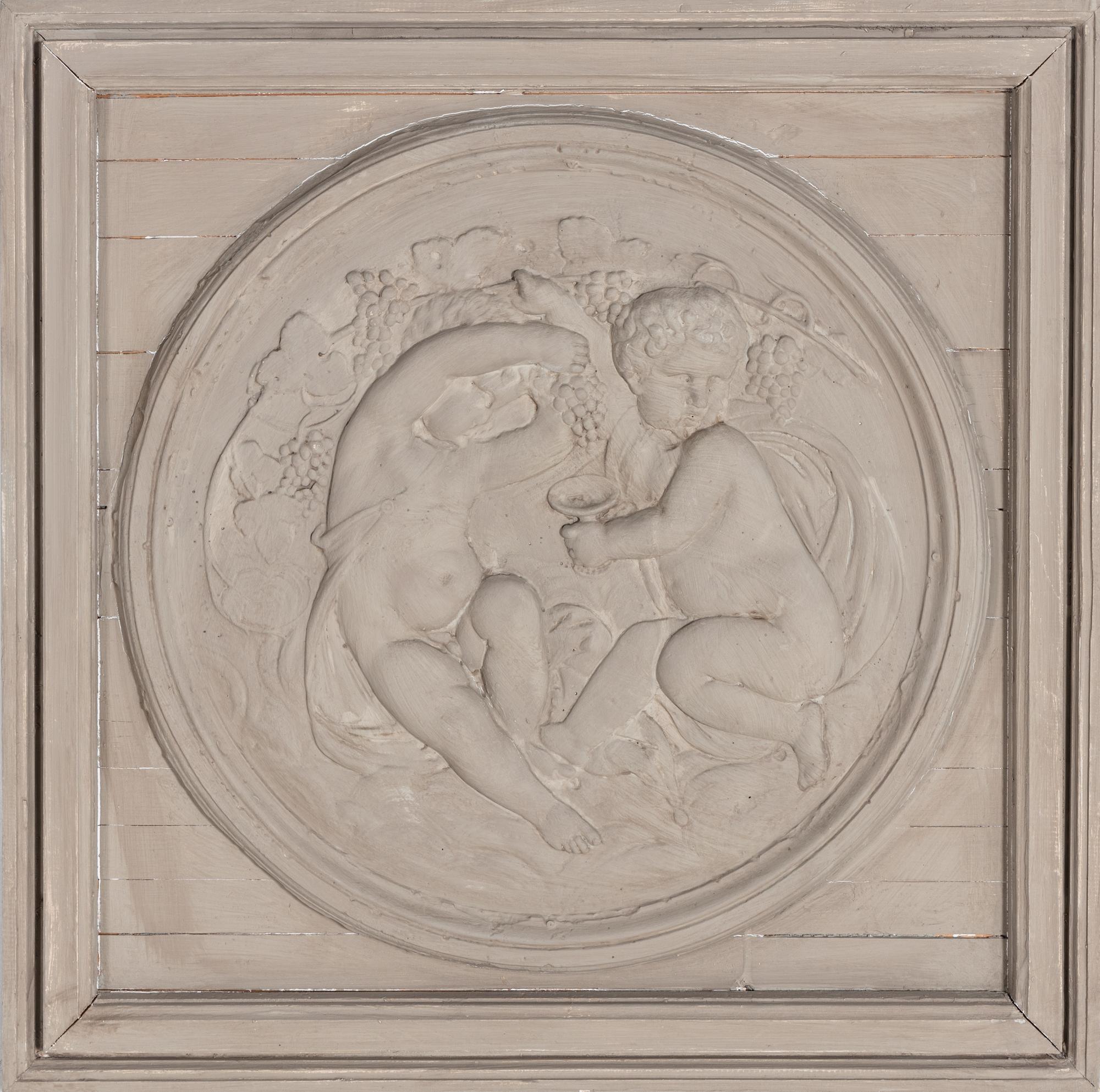 A Set of Four Neoclassical Style Gray-Painted Wood Roundels