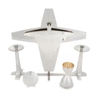 An Important Chicago Silver Five-Piece Altar Set