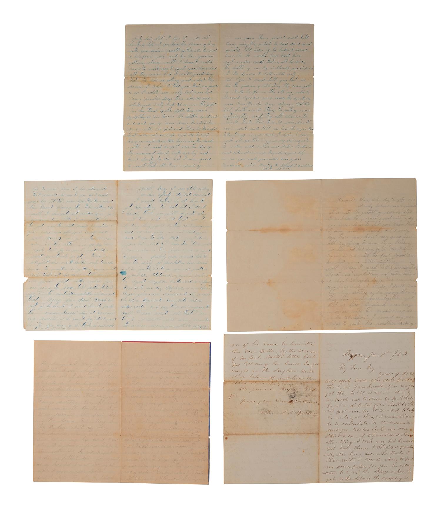 [CIVIL WAR]. Archive of letters associated with Private Nicholas Belveal, Co. F, 33rd Iowa Infantry.