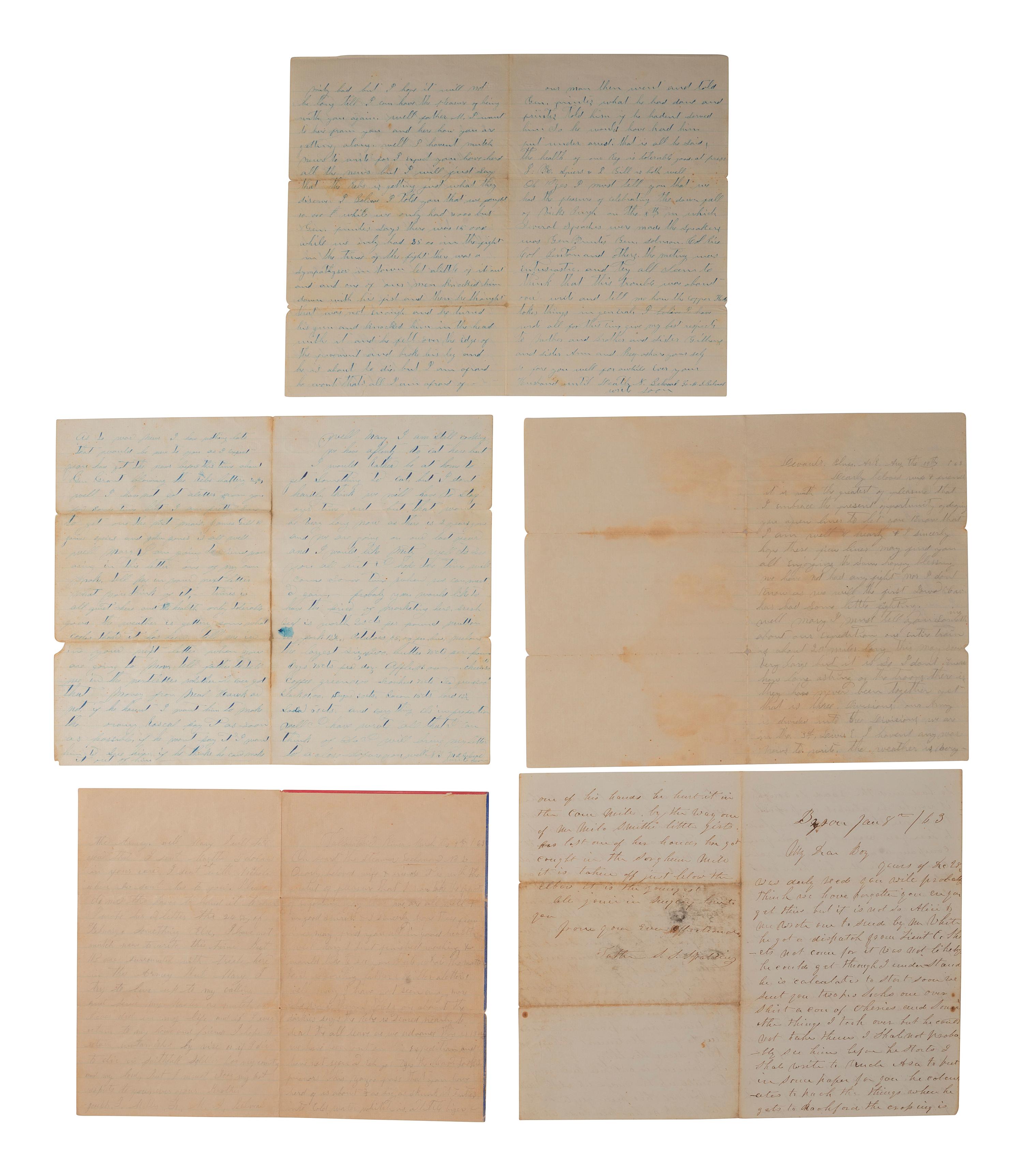 [CIVIL WAR]. Archive of letters associated with Private Nicholas Belveal, Co. F, 33rd Iowa Infantry.