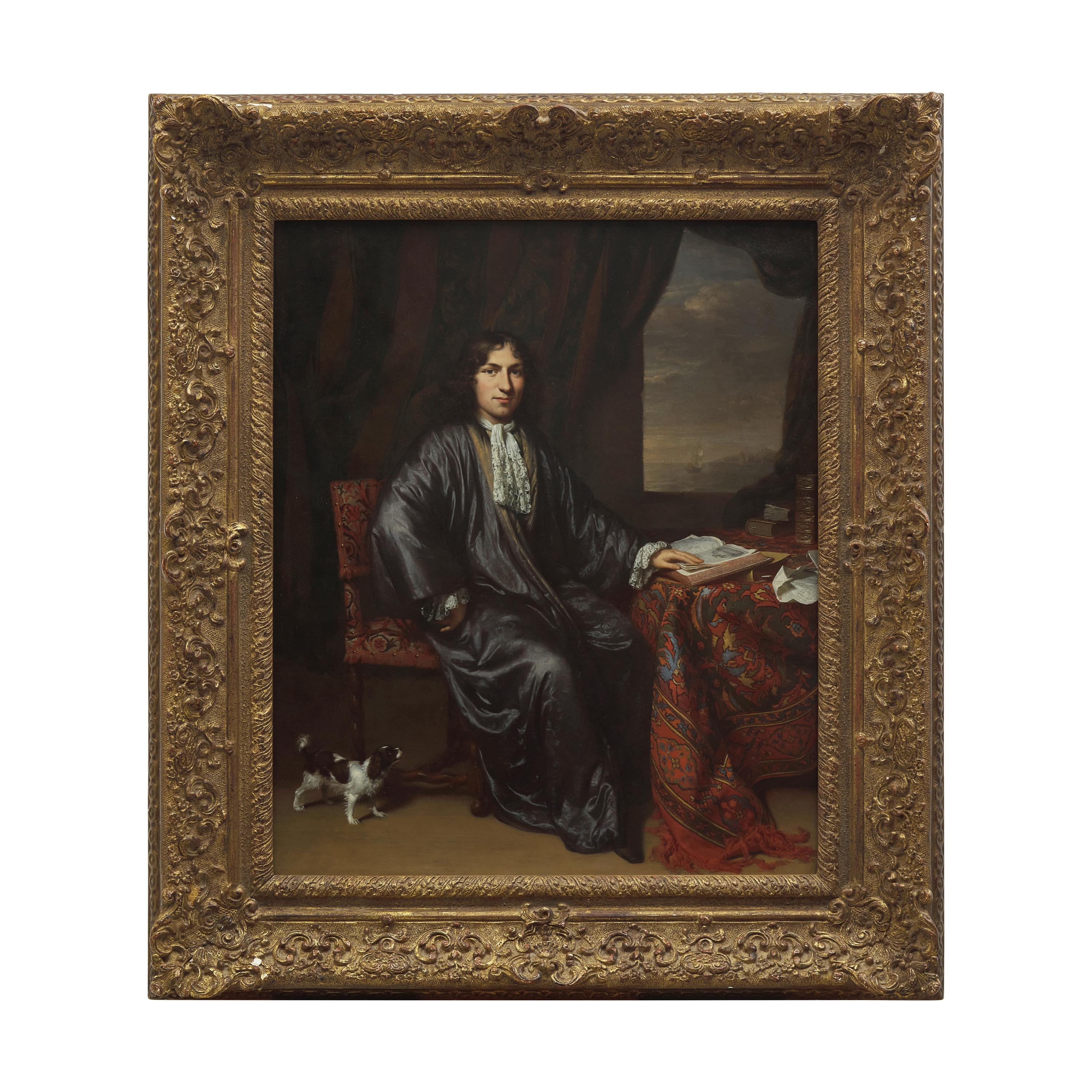 Jan Verkolje the Elder (Dutch, 1650-1693) — Portrait of a Ship Owner Seated in his Office