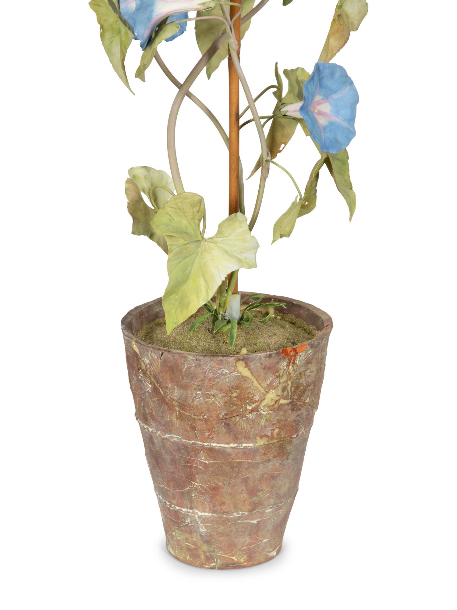 A Pair of Vladimir Kanevsky Porcelain and Painted Copper Models of Morning Glories