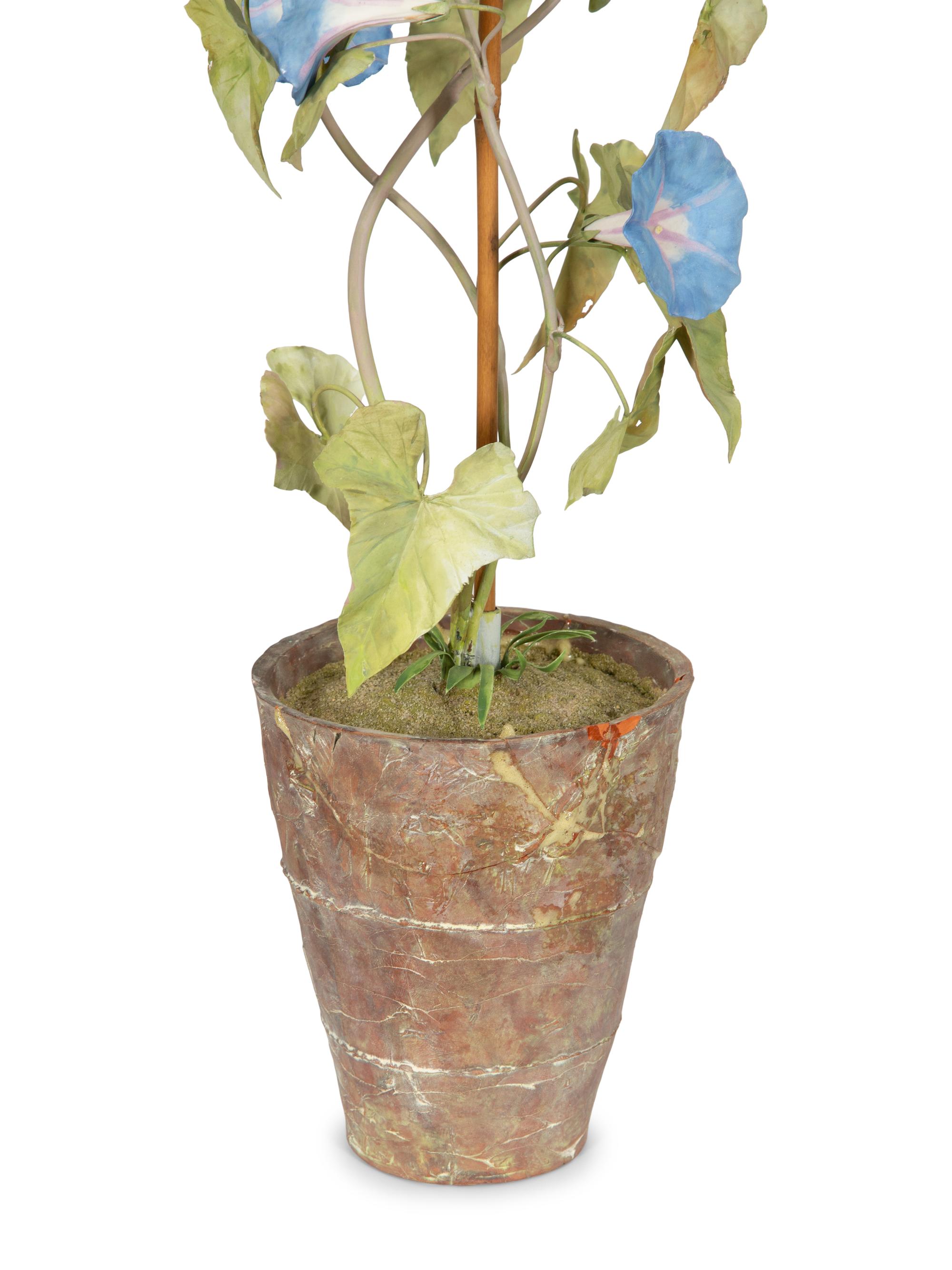 A Pair of Vladimir Kanevsky Porcelain and Painted Copper Models of Morning Glories